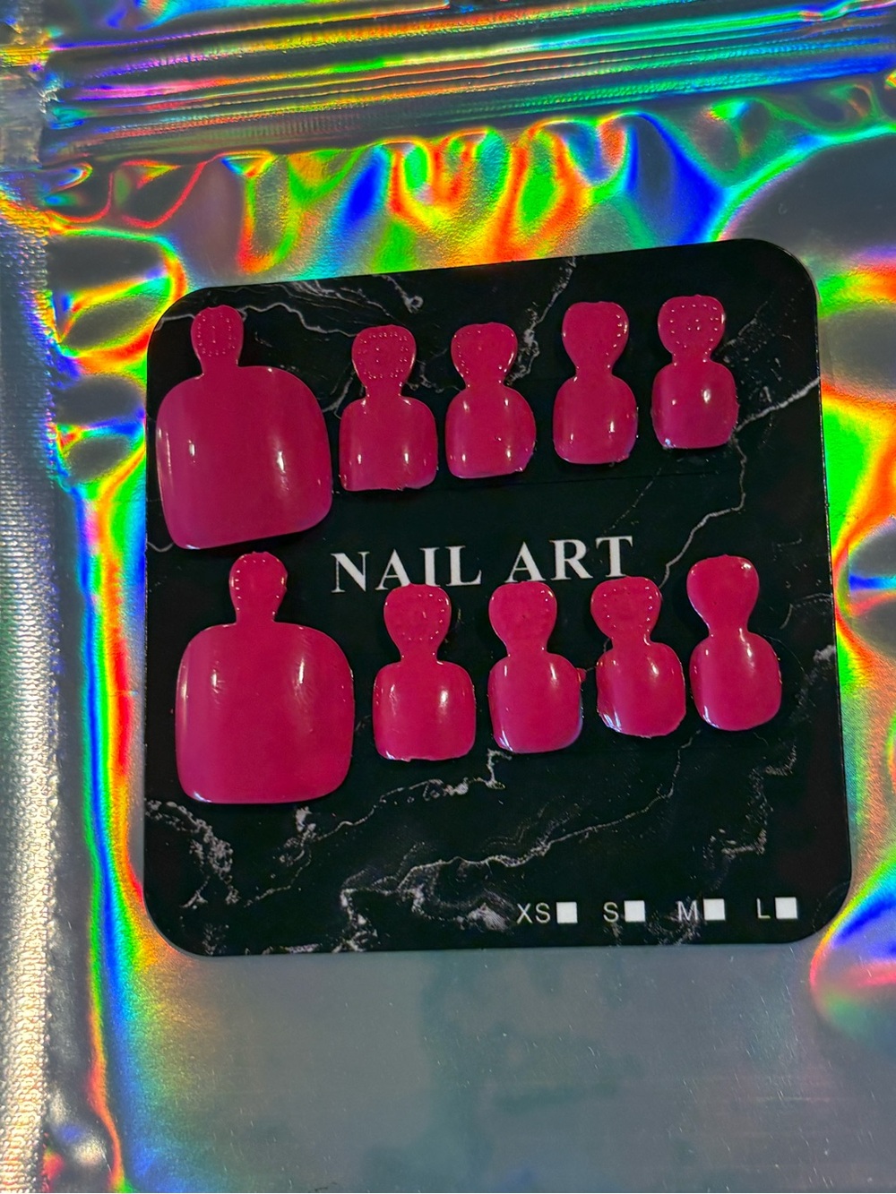 Hot Pink Press-On Toenail Set